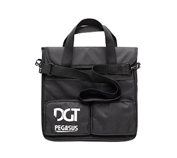 black bag with handles dgt logo two pockets and handles