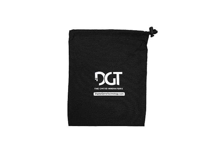 Black drawnstring bag with logo dgt and clossing cord